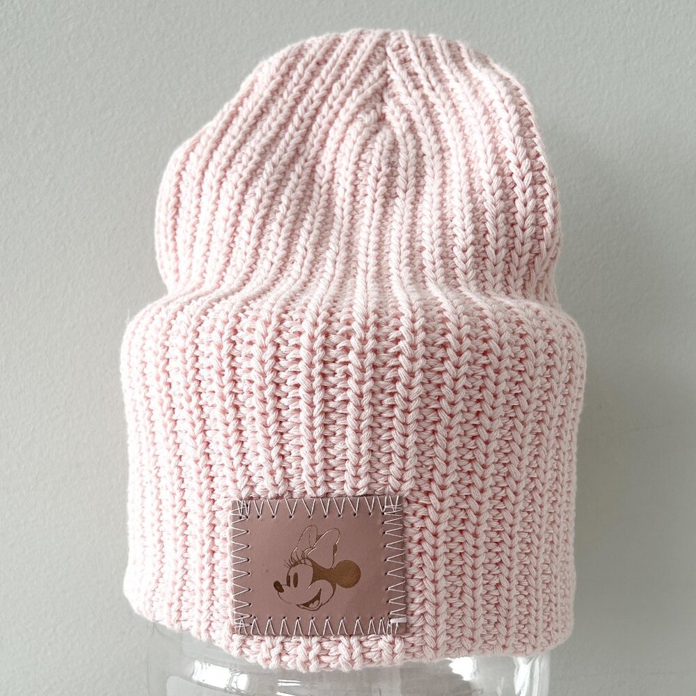 DISNEY x Love Your Melon Minnie Mouse Beanie Hat Pink One Size Adult Cotton Knit